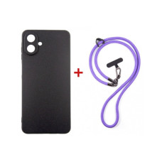 Чохол до мобільного телефона Dengos Case + Cross-body Strap Samsung Galaxy A07 Black+Purple (DG-KM-CCRB-16)
