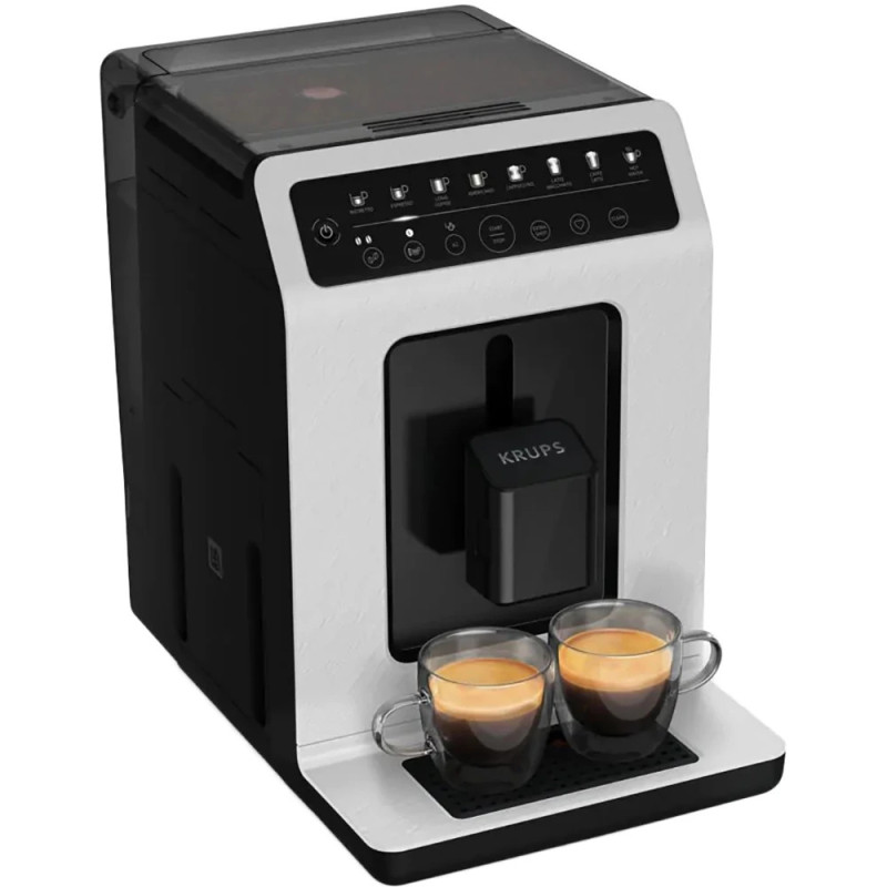 Krups coffee machine Evidence Eco-Design, 2.3L, auto capuchino maker, auto recipe-8, touch control, black-white (EA897A10)