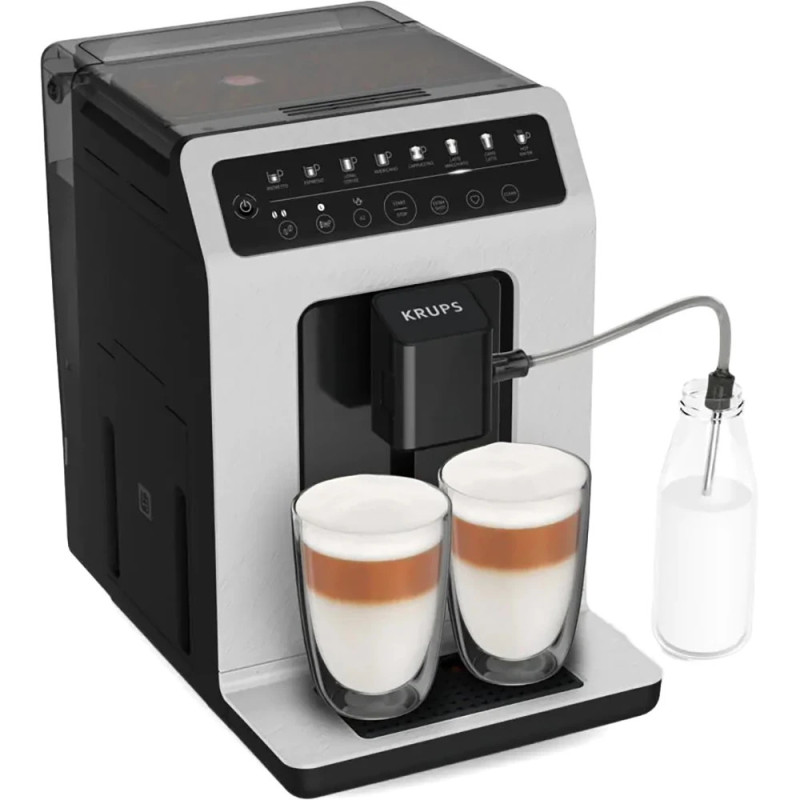 Krups coffee machine Evidence Eco-Design, 2.3L, auto capuchino maker, auto recipe-8, touch control, black-white (EA897A10)