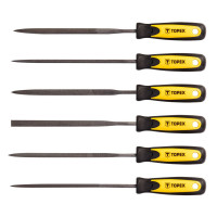 Topex Needle files for metal, set 6pcs, diamond, diameter 3mm, two-component handle, 150mm (06A010)