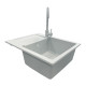 Adamant Kitchen set Minimal, artificial stone, rectang., with drainboard, 615х495х200mm, bowl - 1, over-mounted, Old stone + mixer and dispenser (1824296902310)