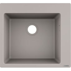 Hansgrohe Мийка кухонна S51, граніт, квадрат, без крила, 560х510х190мм, чаша - 1, накладна, S510-F450, сірий бетон (43312380)