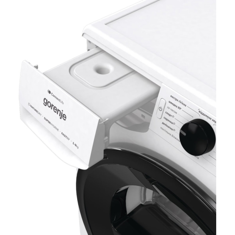 Gorenje Сушильна машина тепловий насос, 9кг, A++, 60см, дисплей, 16 програм, Wi-Fi, білий (DPNE92GNLWIFI)
