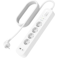 Belkin Power strip with surge protector 4xType F, 3x1.5mm2, 16А, USB-A/USB-C 18W, 2m, white (SRB001VF2M-V2)