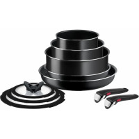 Tefal Набор посуды Ingenio Easy Cook & Clean, 10 предметов, алюминий, нержавеющая сталь, бакелит, черный (L1539053)