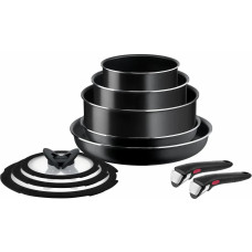 Tefal Ingenio Easy Cook & Clean cookware set, 10 pieces, aluminum, stainless steel, bakelite, black (L1539053)