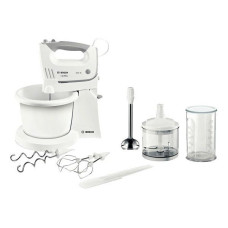 Bosch stationary mixer 450W, nozzles-4 beaters, blender, chopper, bowl-plastic, 0.5L, turbo mode, white (MFQ36490)