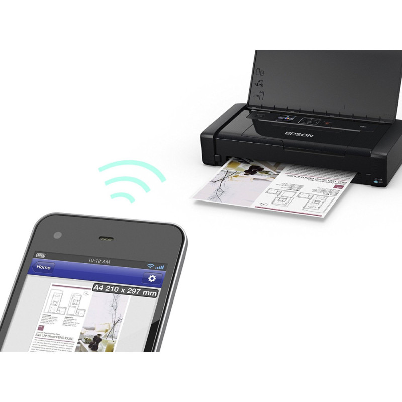 Epson Принтер ink color A4 WorkForce WF-100W mobile 11_14 ppm USB Wi-Fi 4 inks Pigment (C11CE05403)