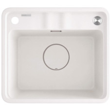 Deante Kitchen Sink granite, square, no drainboard, 500х440х230mm, bowl - 1, over-mounted, alebaster + kitchen board (ZKM_A103)