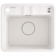 Deante Kitchen Sink granite, square, no drainboard, 500х440х230mm, bowl - 1, over-mounted, alebaster + kitchen board (ZKM_A103)