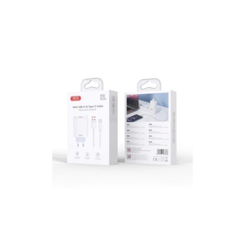 Зарядний пристрій XO USB 120W + cable USB to USB-C white (XO-L128U)