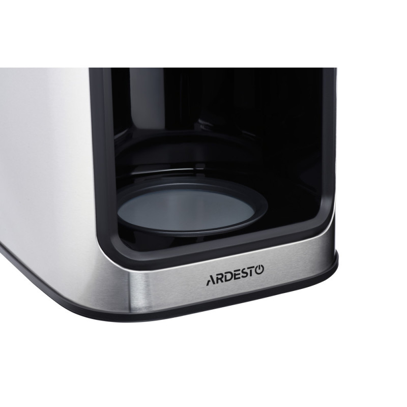 ARDESTO Coffe maker drip Steel Collection YCM-D1200, 1.2L, ground+beans, display, silver-black