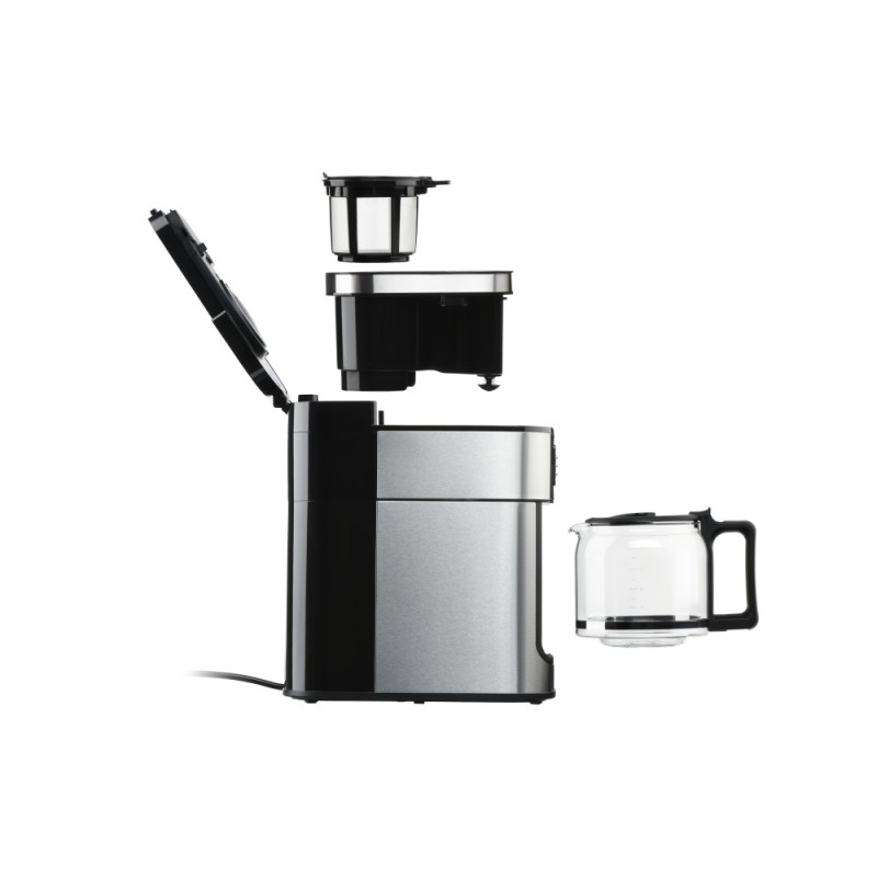 ARDESTO Coffe maker drip Steel Collection YCM-D1200, 1.2L, ground+beans, display, silver-black