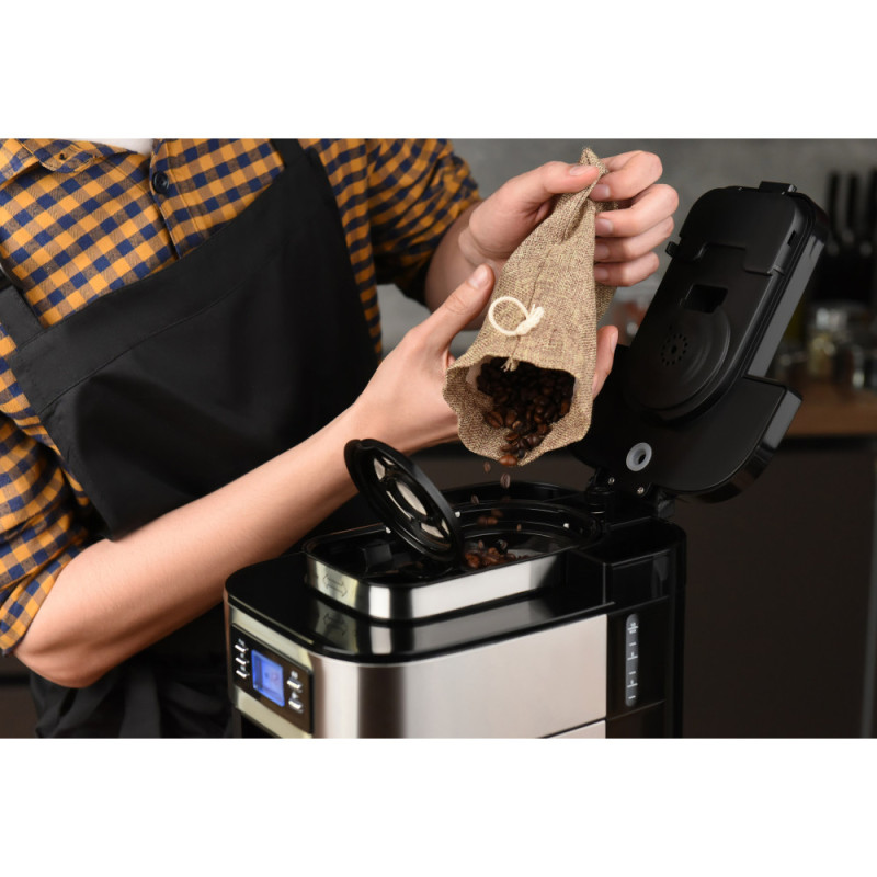 ARDESTO Coffe maker drip Steel Collection YCM-D1200, 1.2L, ground+beans, display, silver-black