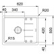 Franke Мийка кухонна Basis, фраграніт, прямокутник, з крилом, 620х500х200мм, чаша - 1, накладна, BFG 611-62, онікс (114.0272.580)