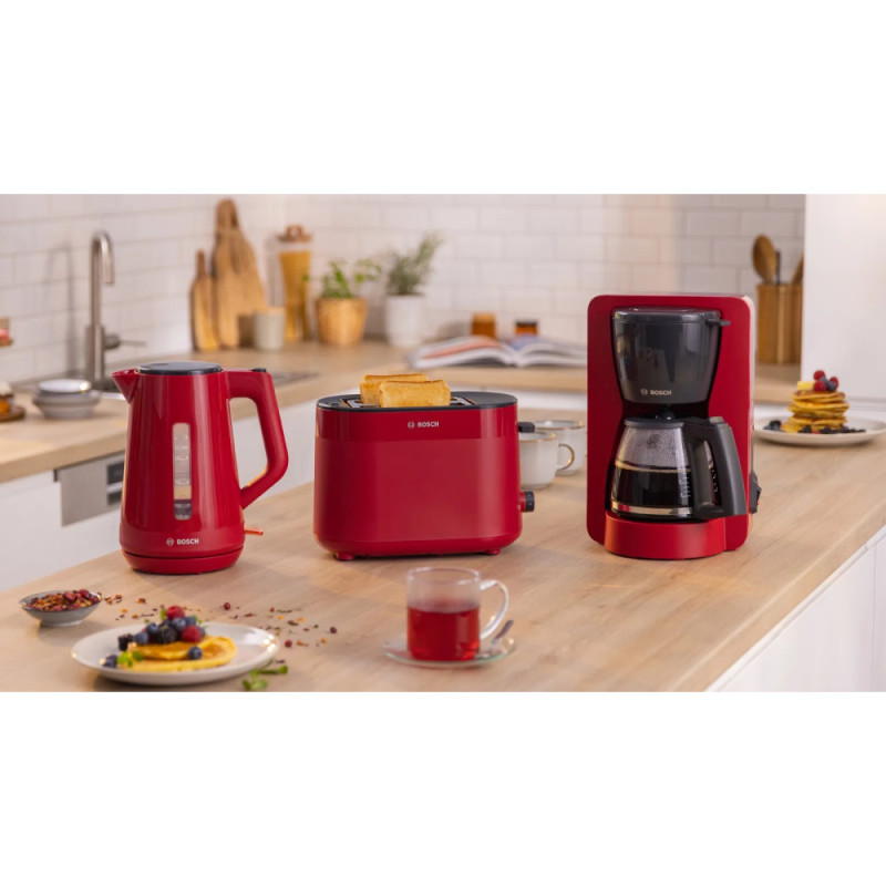Bosch Electric kettle, 1.7L, plastic, red-black (TWK1M124)