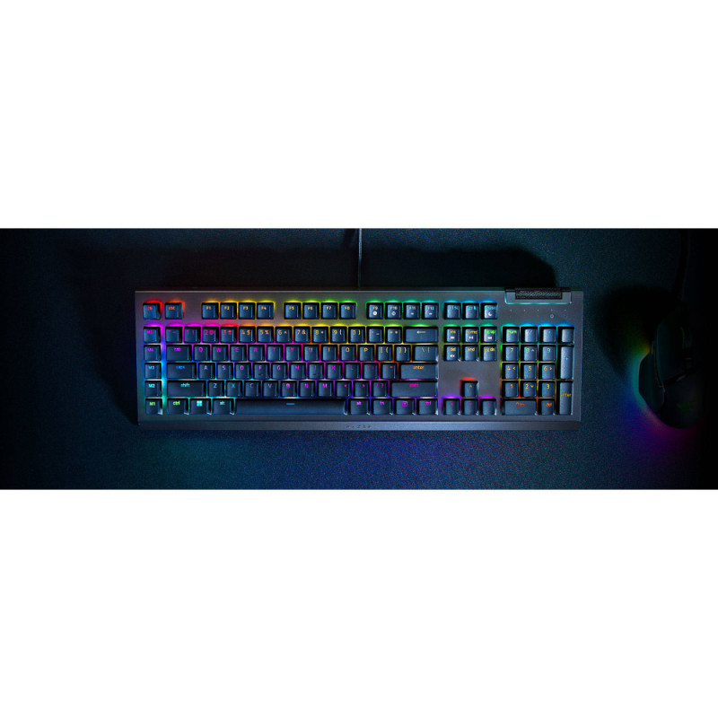 Razer Клавиатура механическая BlackWidow V4 X 110key, Green Switch, USB-A, EN/RU, RGB, чёрный (RZ03-04700800-R3R1)
