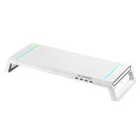 2E Gaming Підставка для монітора CPG-007, 550x205x7мм, phone holder/storage drawer, 4xUSB-A, RGB, білий (2E-CPG-007-WT)