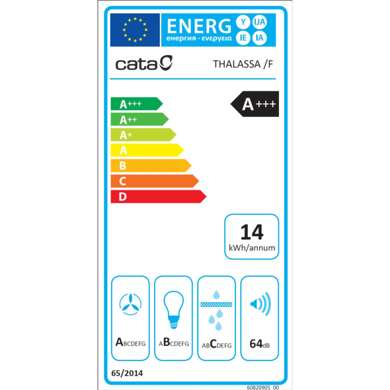Cata hood vertical, 80cm, 1350m.cub/h, Thalasa 800 xgbk, black (02145406)