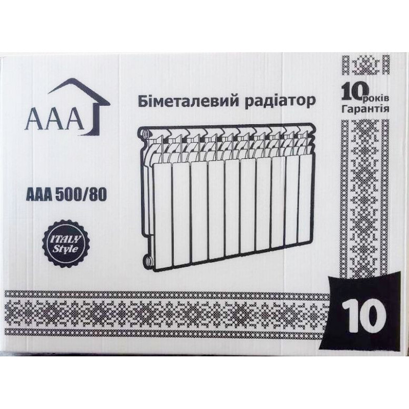 AAA Radiator bimetallic 500/80 10 sections 556х76х78mm side connection. 1800 W white (70214153)