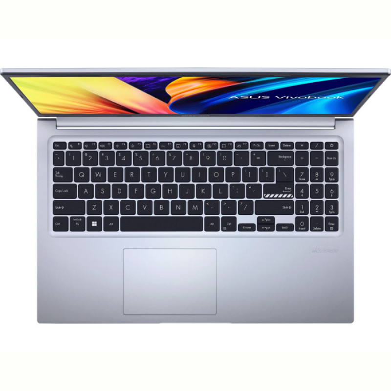 Ноутбук Asus Vivobook 15 X1502ZA-BQ791 (90NB0VX2-M012S0); 15.6" FullHD (1920x1080) IPS LED матовый , Intel Core i5-1235U (1.3 - 4.4 ГГц) , RAM 8 ГБ (Max 16 ГБ) , SSD 512 ГБ , Intel Iris Xe Graphics , без ОП , Wi-Fi , BT , без ОС , MIL STD 810H , TPM , пластик , 1.7 кг , серебристый , подсветка клавиатуры
