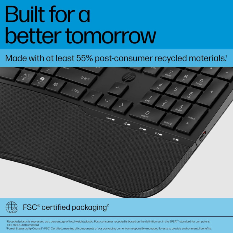 HP Клавіатура мембранна HP 680 Comfort Dual-Mode 111key, BT, EN/UK, чорний (8T6L8AA)