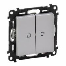 Legrand 2-gang switch with backlight Valena LIFE, 10AX, 250V, aluminum (752628)