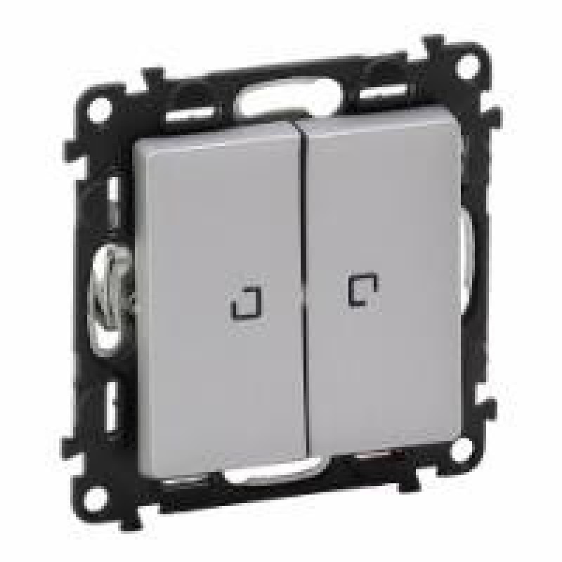 Legrand 2-gang switch with backlight Valena LIFE, 10AX, 250V, aluminum (752628)