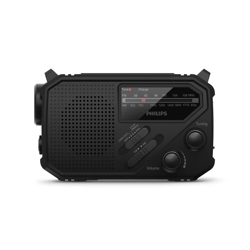 Philips TAR1609 Portable radio FM/MW, Solar Power, LED Light, Kinetic & Li-ion battery (TAR1609/00)