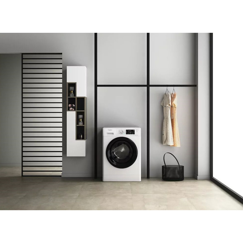 Whirlpool WM front load, 10kg, 1400, A+++, 60cm, display, steam, invertor, black door, white (FFB10469BVUA)