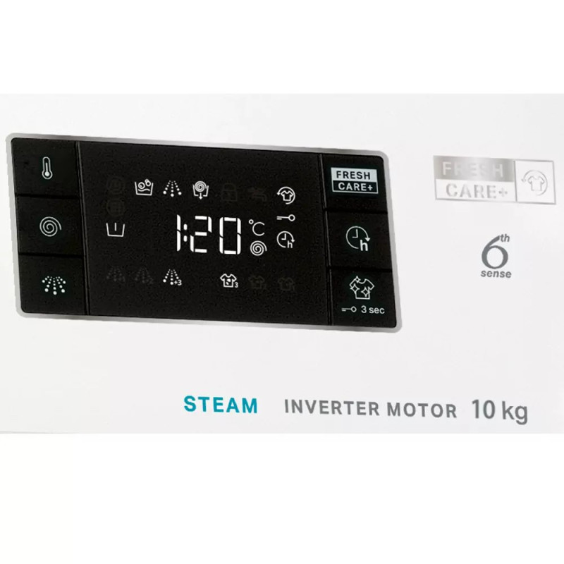 Whirlpool WM front load, 10kg, 1400, A+++, 60cm, display, steam, invertor, black door, white (FFB10469BVUA)