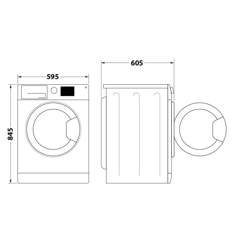 Whirlpool WM front load, 10kg, 1400, A+++, 60cm, display, steam, invertor, black door, white (FFB10469BVUA)