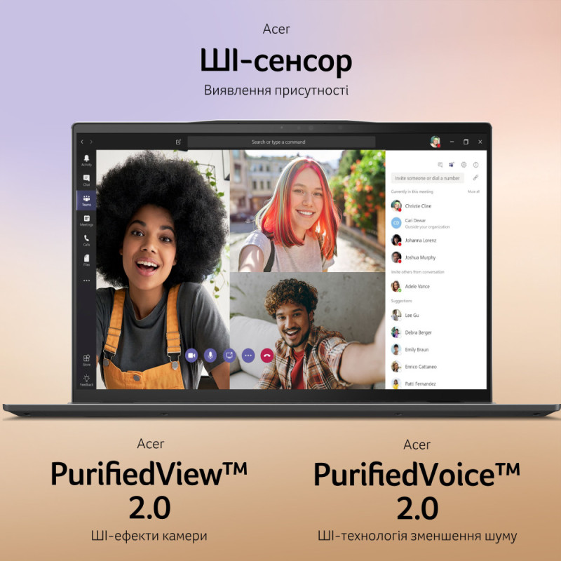 Acer Ноутбук Swift 14 AI SF14-11 14.5" WQXGA IPS, Quallcomm X1P-64-100, 16GB, F1TB, UMA, Win11, сірий (NX.KZXEU.001)