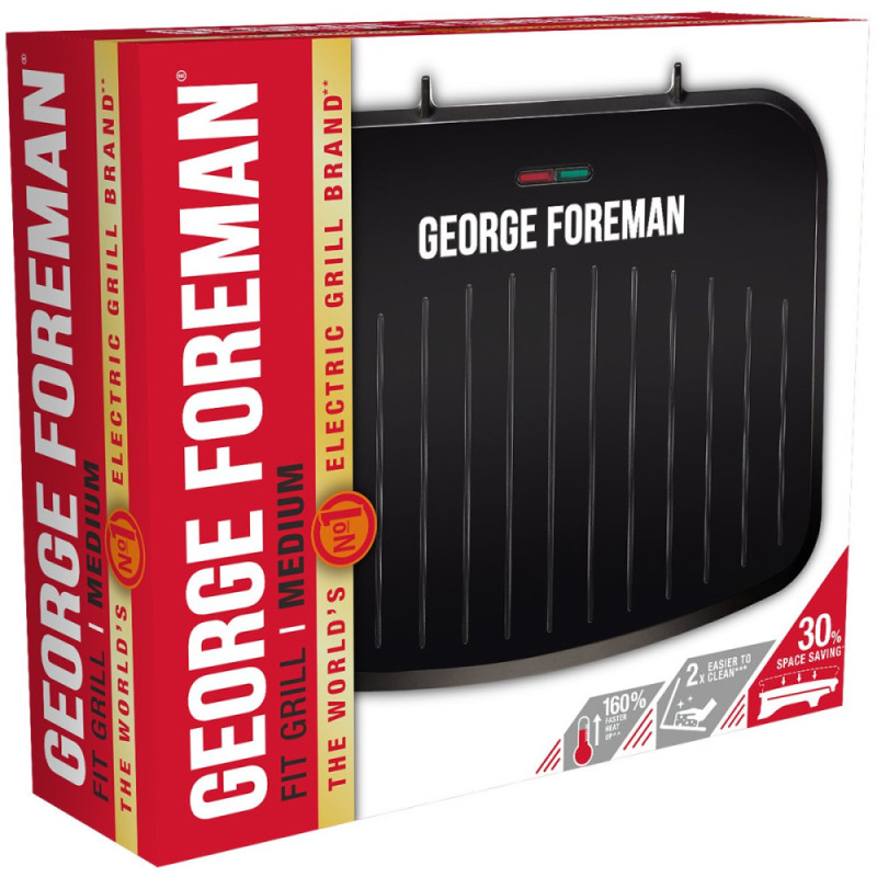Russell Hobbs Гриль George Foreman прижимной Fit Grill Medium 1630Вт, темп. режимов-1, пластик, черный (25810-56)