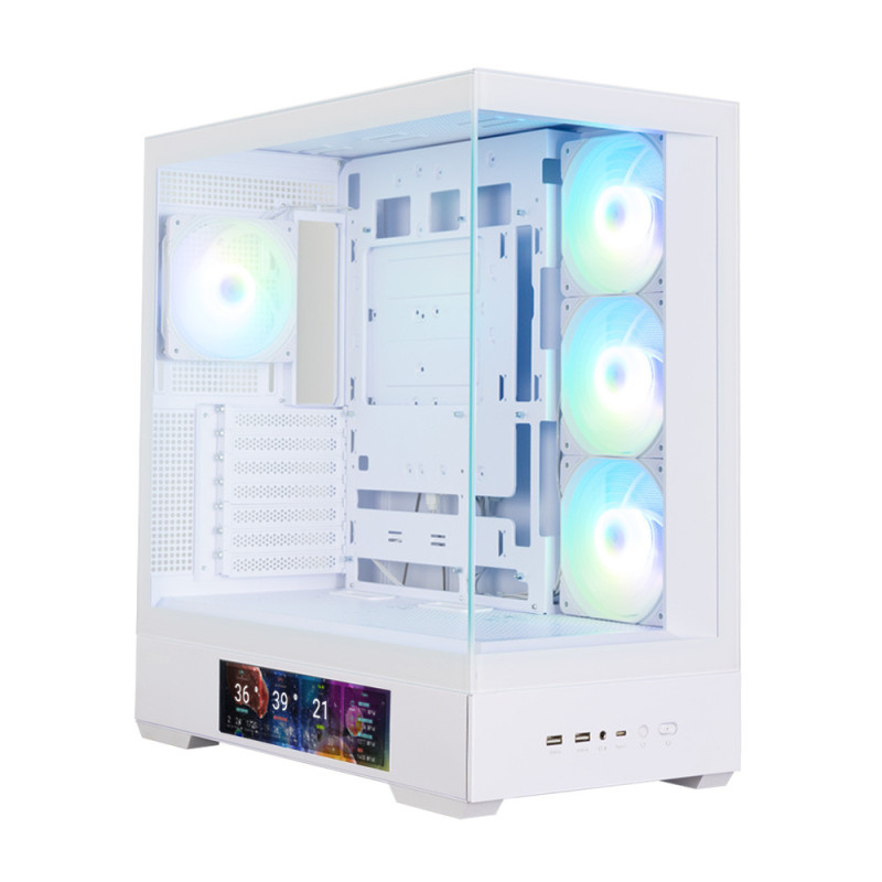 Zalman Корпус  P40 DS без БП, 2xUSB3.0, 1x Type C, 3x120мм ARGB Reverse, 1x120мм ARGB, VGA 420мм, LCS ready, TG Side/Front Panel, Display, ATX, белый (P40DSWHITE)