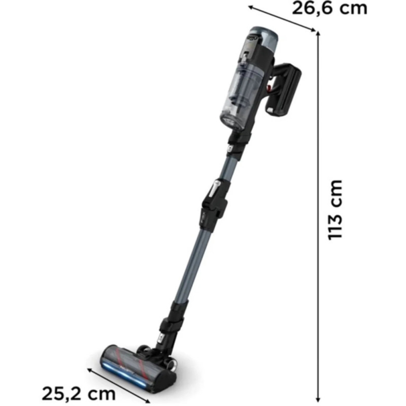 Rowenta Пилосос Rowenta безпровідний X-Force Flex 16.60 Animal, 315Вт, вологе прибирання, конт пил -0.65л, автон. робота до 120хв, HEF system 99,9%, чорно-сірий (RH9C71E0)