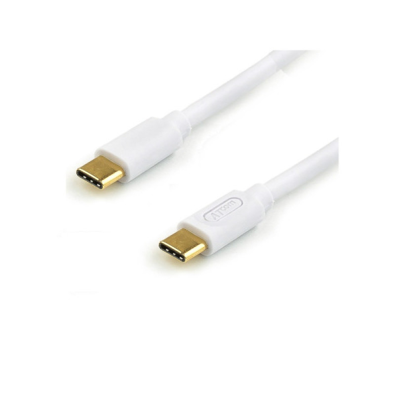Дата кабель USB-C to USB-C 5.0m 30W 1.5A QC 3.0 white Atcom (AT-C50)