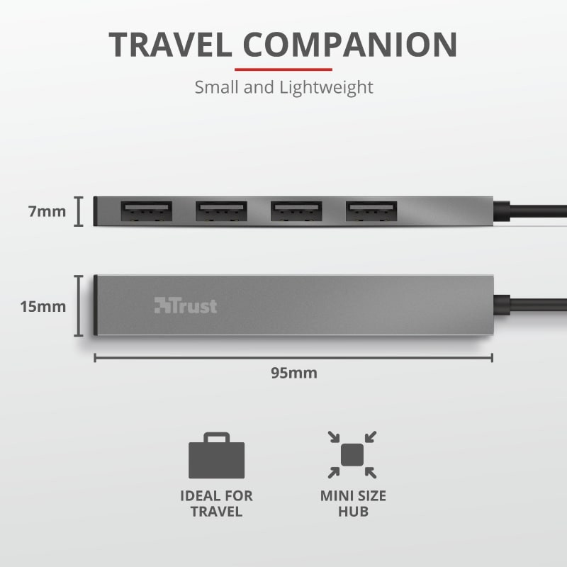 Trust Halyx Aluminium 4-Port Mini USB Hub (23786_TRUST)