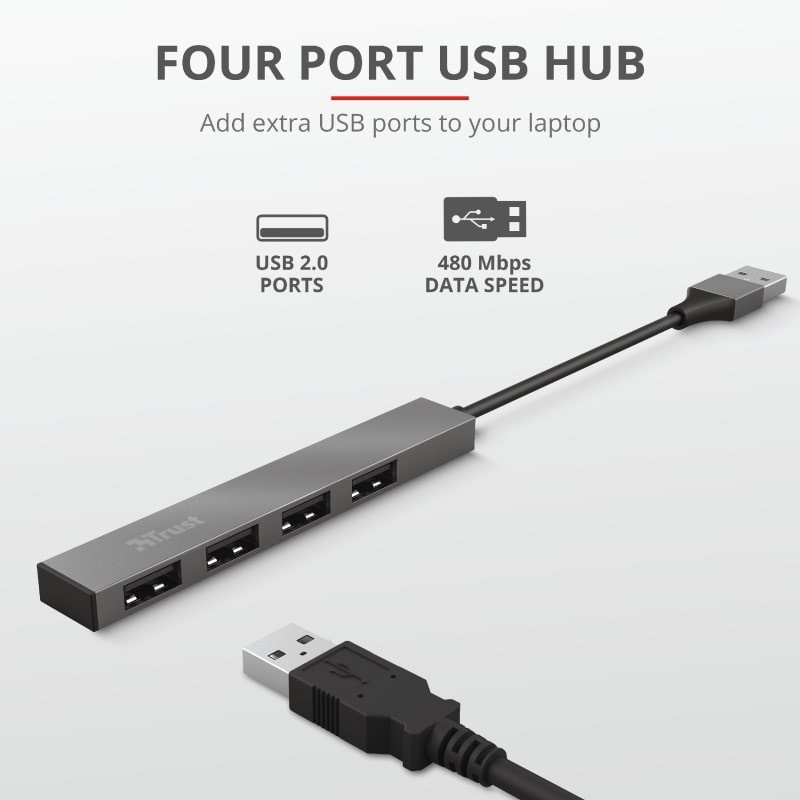 Trust Halyx Aluminium 4-Port Mini USB Hub (23786_TRUST)