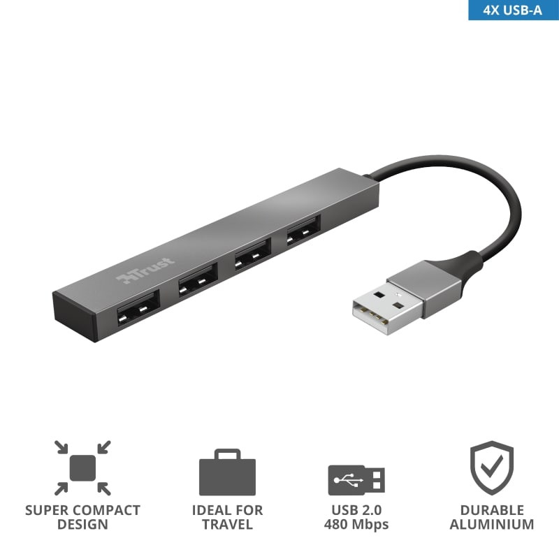 Trust Halyx Aluminium 4-Port Mini USB Hub (23786_TRUST)