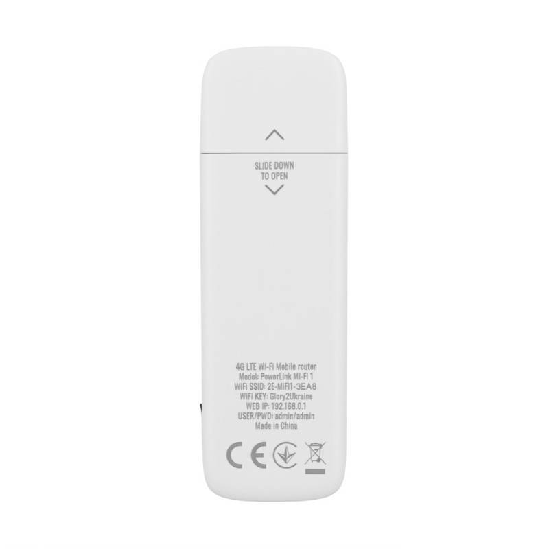 2E Мобильный маршрутизатор  PowerLink (MiFi-1 2024) LTE, Wi-Fi4, 1xUSB, 1xCRC9 белый (694743655322)