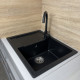 Adamant Kitchen sink Anila, artificial stone, rectang., with drainboard, 645х495х200mm, bowl - 1, over-mounted, black (100001385)