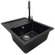 Adamant Kitchen sink Anila, artificial stone, rectang., with drainboard, 645х495х200mm, bowl - 1, over-mounted, black (100001385)