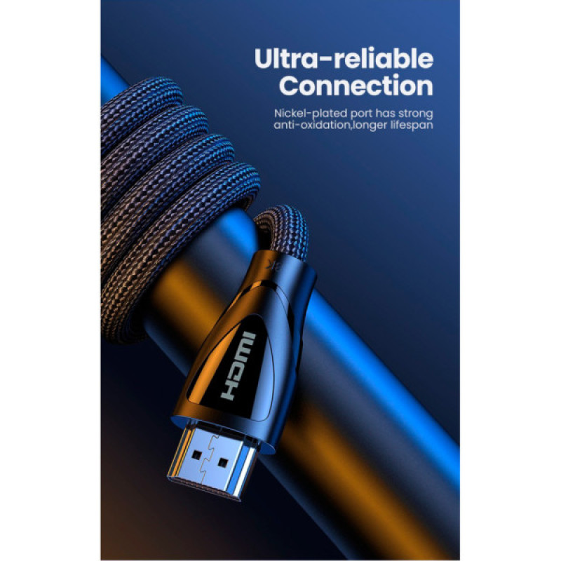 Кабель мультимедийный HDMI M to HDMI M 1.5m braided HD140 black Ugreen (80402)