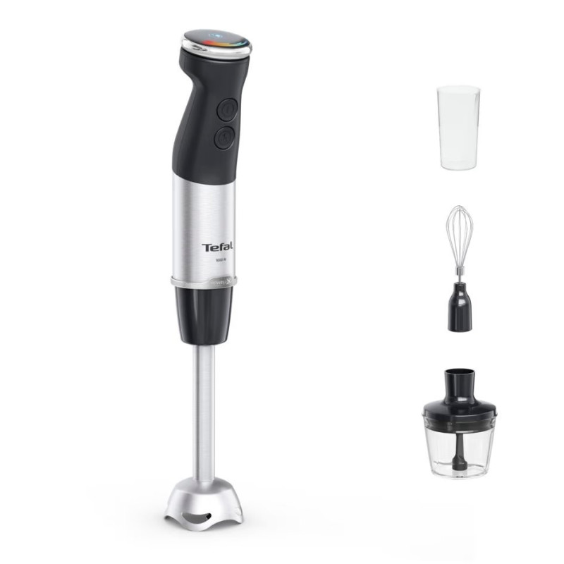 Tefal submersible blender Quickchef+ 1000W, 3in1, bowl-800ml, chopper-500ml, silver-black (HB673830)