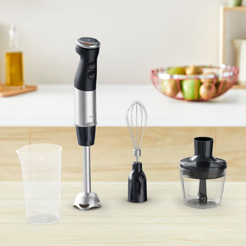 Tefal submersible blender Quickchef+ 1000W, 3in1, bowl-800ml, chopper-500ml, silver-black (HB673830)