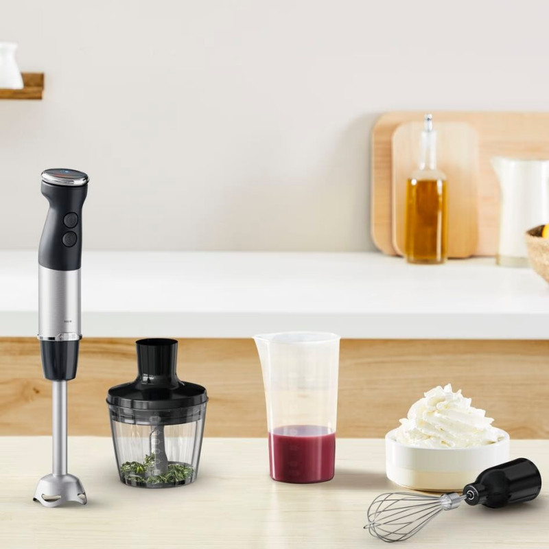 Tefal submersible blender Quickchef+ 1000W, 3in1, bowl-800ml, chopper-500ml, silver-black (HB673830)