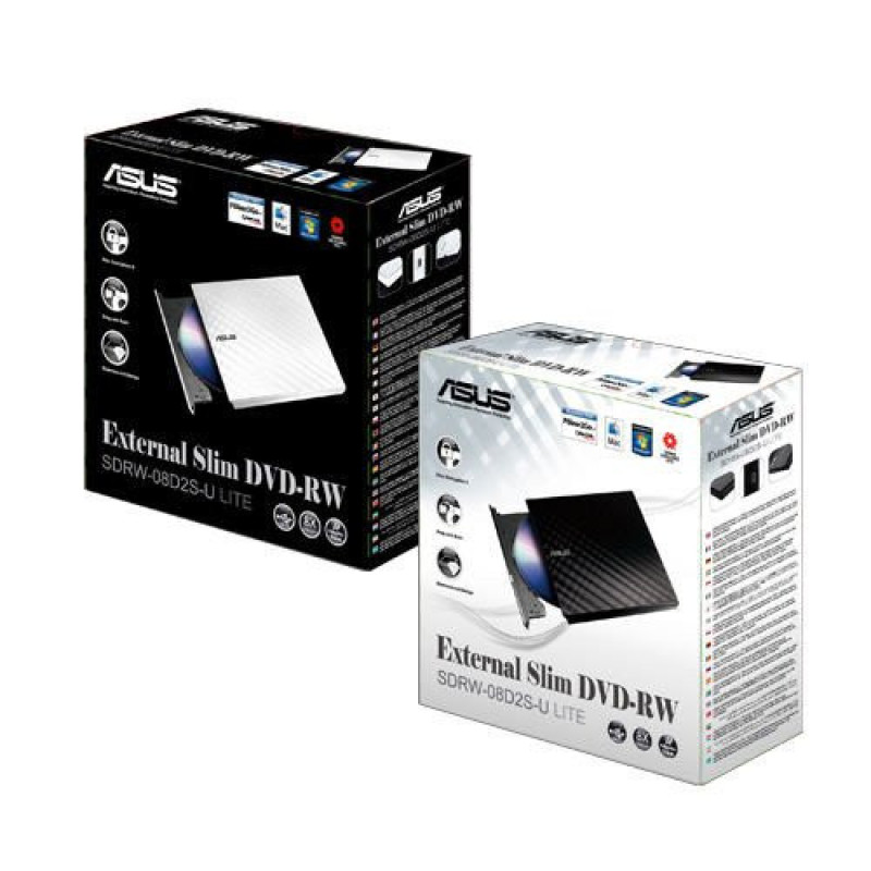 ASUS ODD portable SDRW-08D2S-U LITE DVD+-R/RW burner USB2.0 black Retail Box Slim (90-DQ0435-UA221KZ)