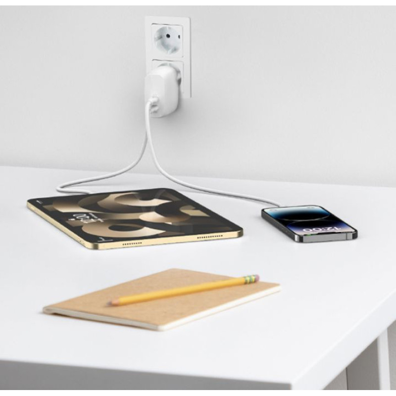 Belkin 60W DUAL USB-C WALL CHGR, WH (WCB010VFWH)