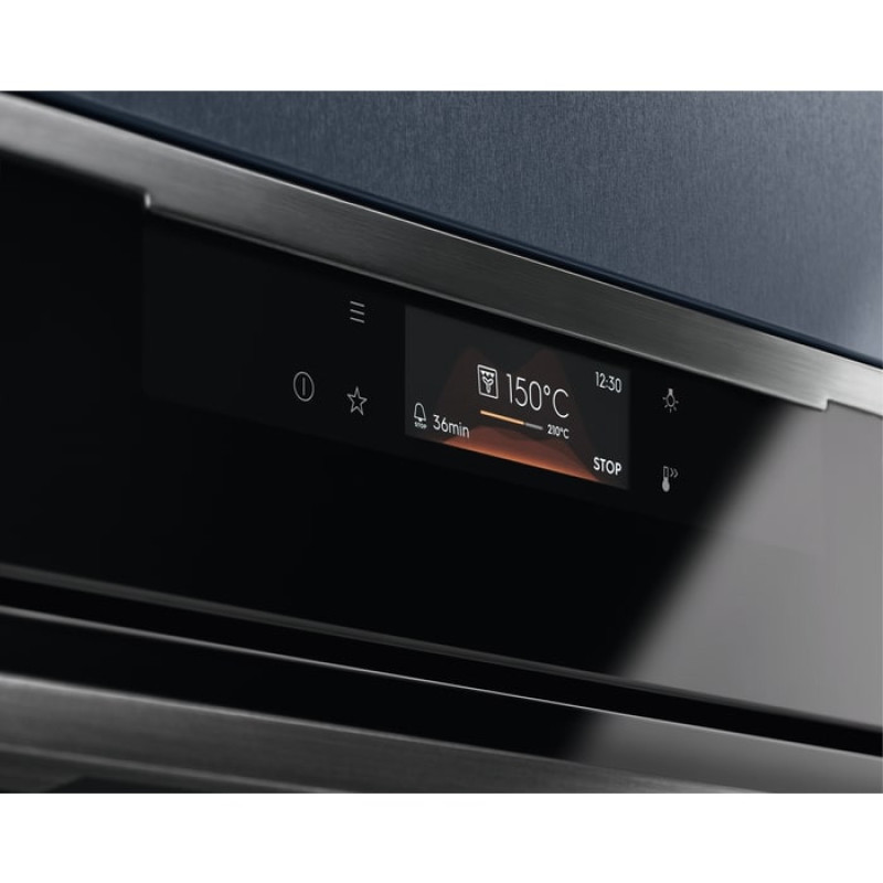 Electrolux Духова шафа електрична, 72л, А+, пара, дисплей, конвекція, піроліз, ф-ція пароварки, телескопічні напрямні, чорний (KOCBP39H)